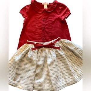 Janie & Jack 2 Piece Red & Polka Dot Set Size 3